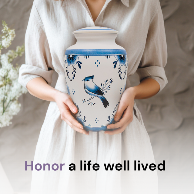 Traditional Blue Large Urn