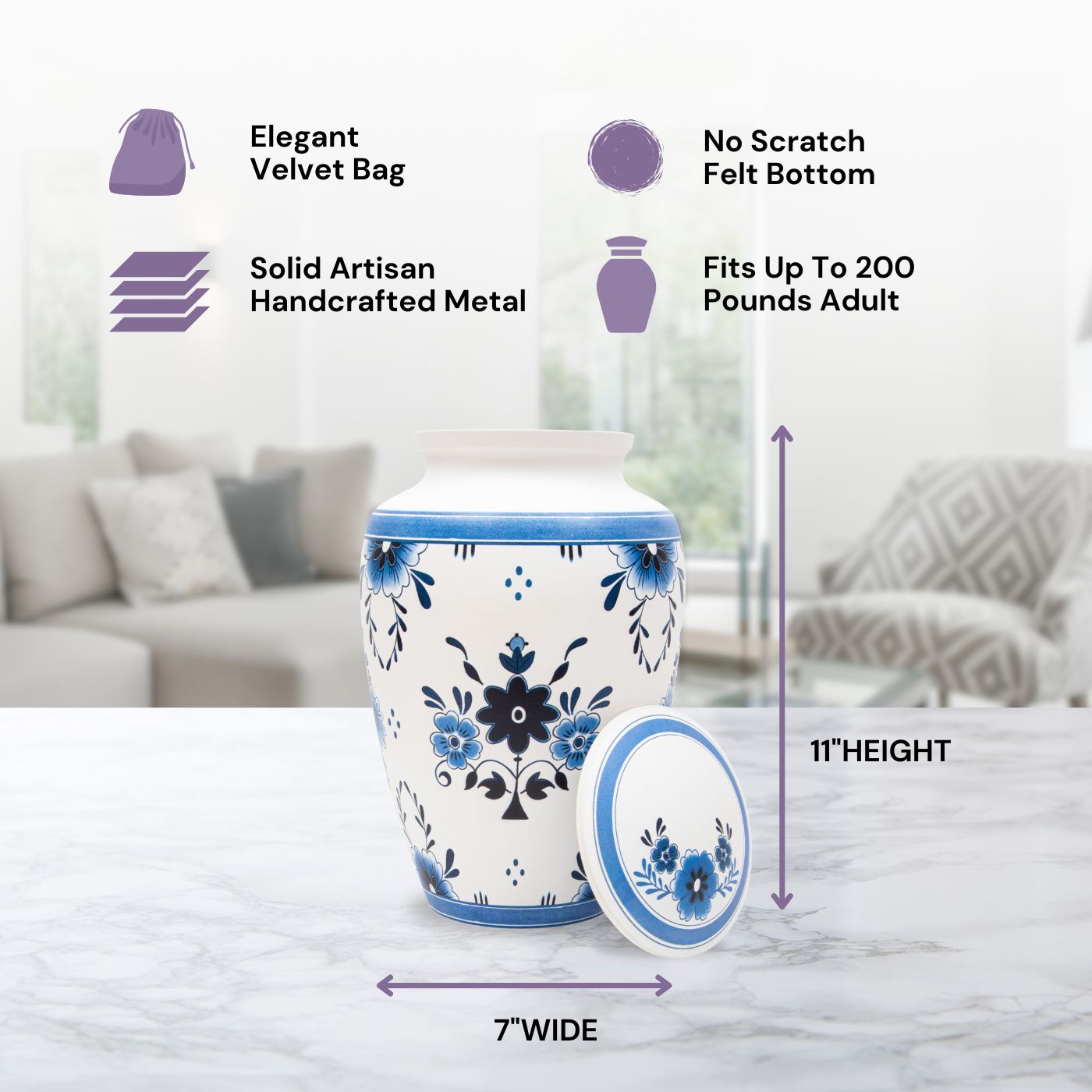 Traditional Blue Large Urn